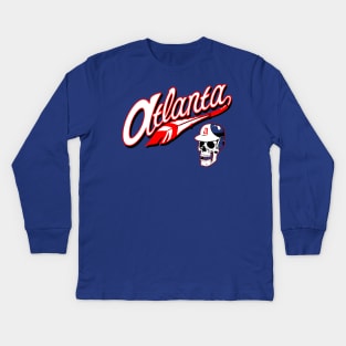 Atlanta Braves retro full script Kids Long Sleeve T-Shirt